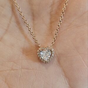 Rosegold Plated Diamond Heart Necklace